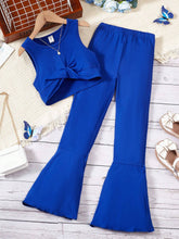 Tween Girl Twist Front Tank Top & Flare Leg Pants Set